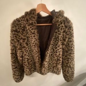 Fur Leopard Print Coat